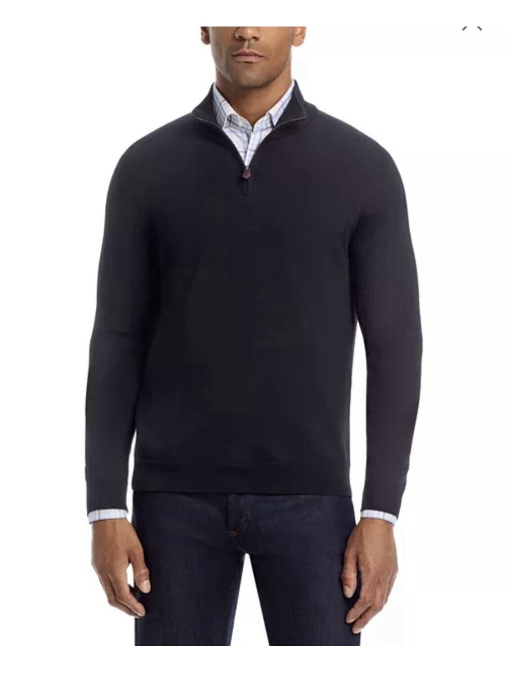 Bloomingdale's Men's Merino Wool Knit 1/4 Zip Mock Neck Sweater XL Gray